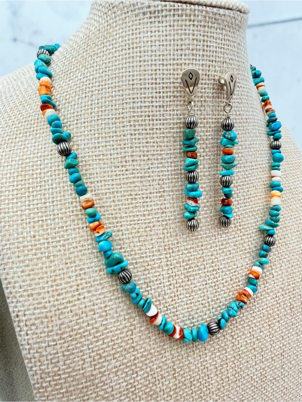 Carolyn Pollack Relios Turquoise Spiny Oyster Sterling Silver Necklace & Earring - Picture 16 of 17